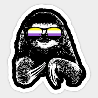 Pride Sloth Nonbinary Flag Sunglasses Sticker